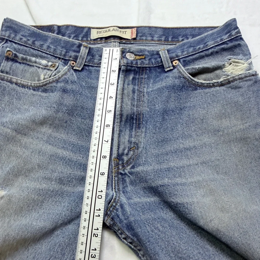 Levi's‎ 505 Regular Fit Jeans Blue Distressed Straight Leg Denim W34 L30